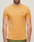SUPERDRY Essential Logo Emb Tee-Ochre Yellow Marl Ochre Yellow Marl model front view