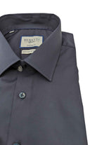 BENETTI Oscar Tapered Fitted Navy Shirt Navy model front view