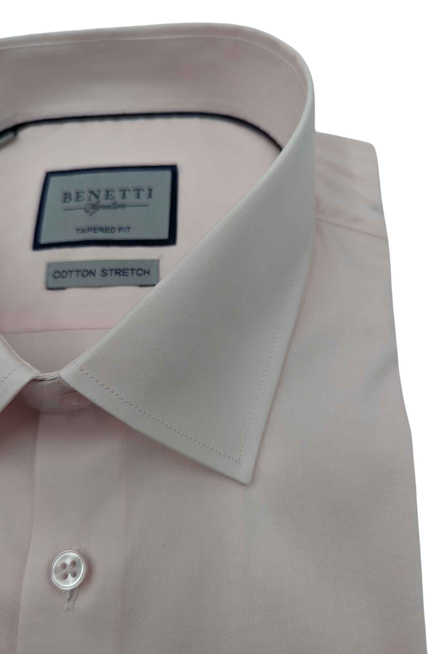 BENETTI Oscar Tapered Fitted Pink Shirt Pink model front view