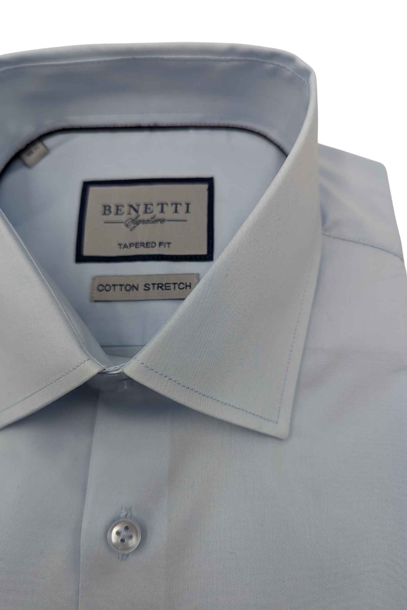 Oscar Tapered Fitted Sky Shirt-Collar view