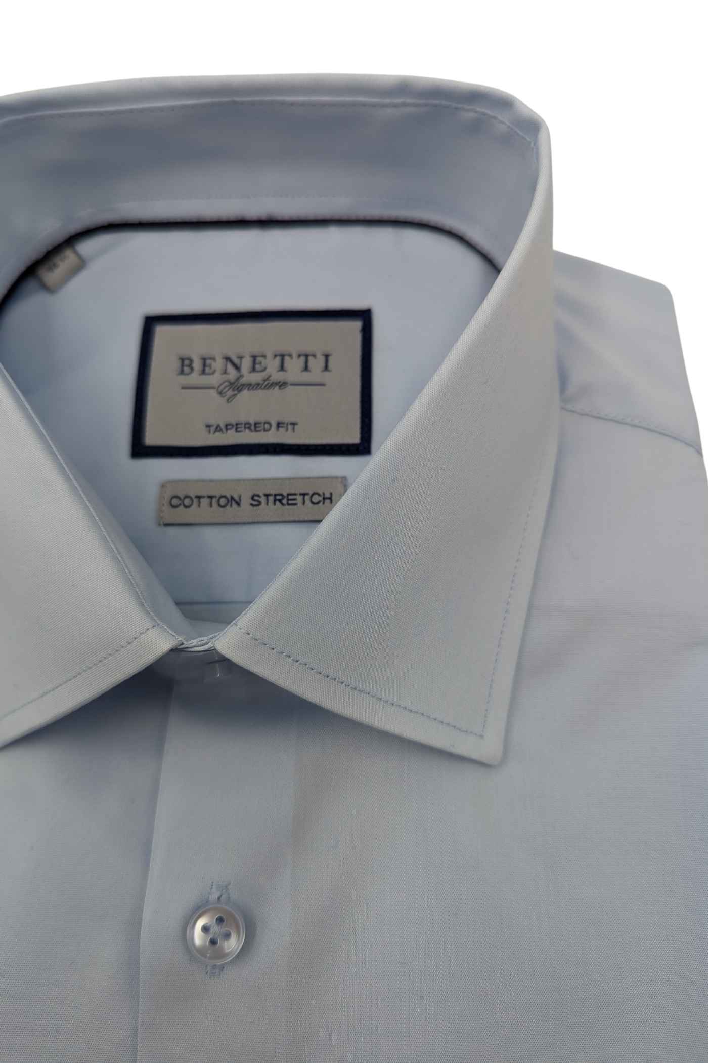BENETTI Oscar Tapered Fitted Sky Shirt Sky model front view