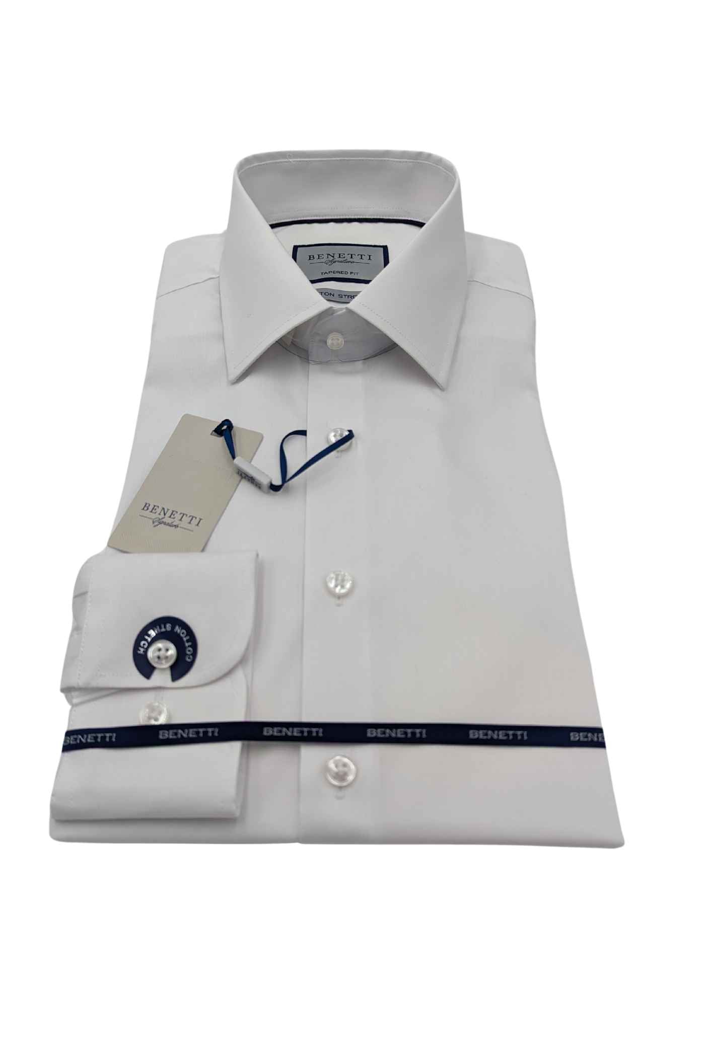 Oscar Tapered Fitted White Shirt-Collar view