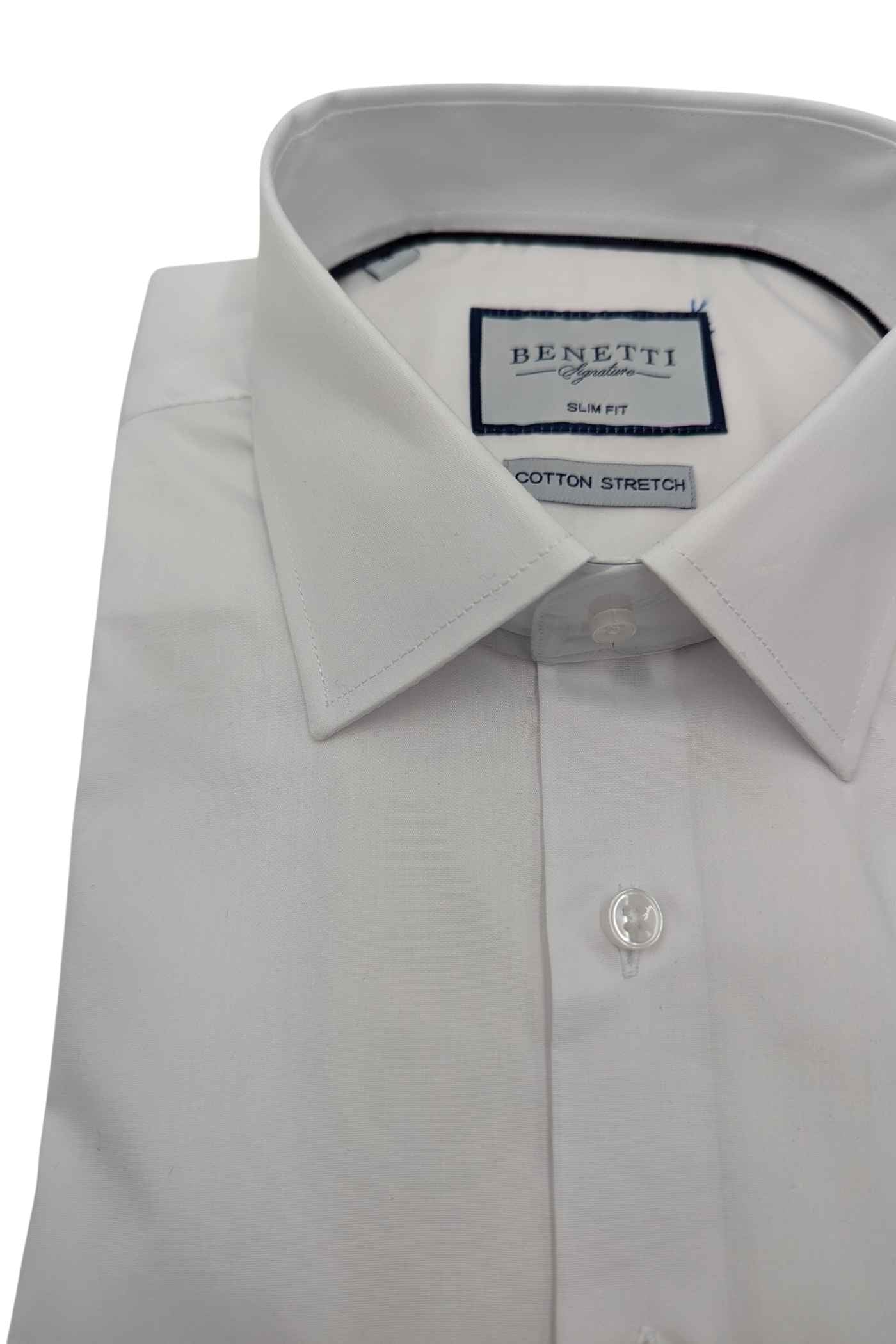 Oscar White Slim Fit Shirt-Close up view