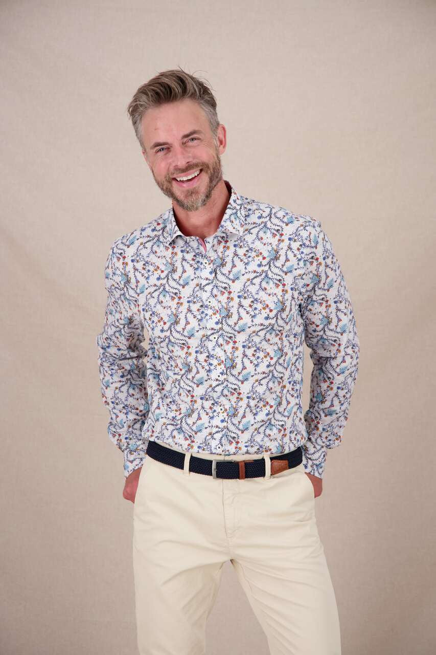 Men's Multi Colour Shirt With Forest/Animal Pattern-Model Front View