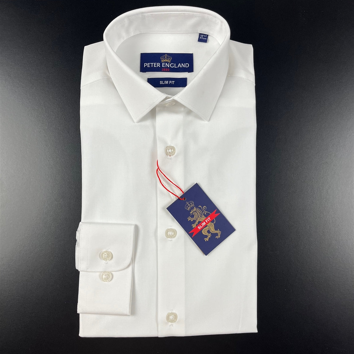 Front view of Peter England slim fit white suit shirt