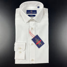 Front view of Peter England slim fit white suit shirt