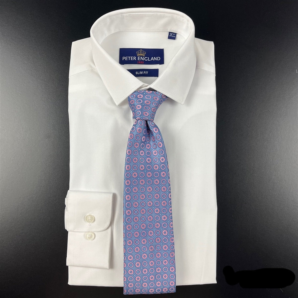 Peter England white shirt styled with tie