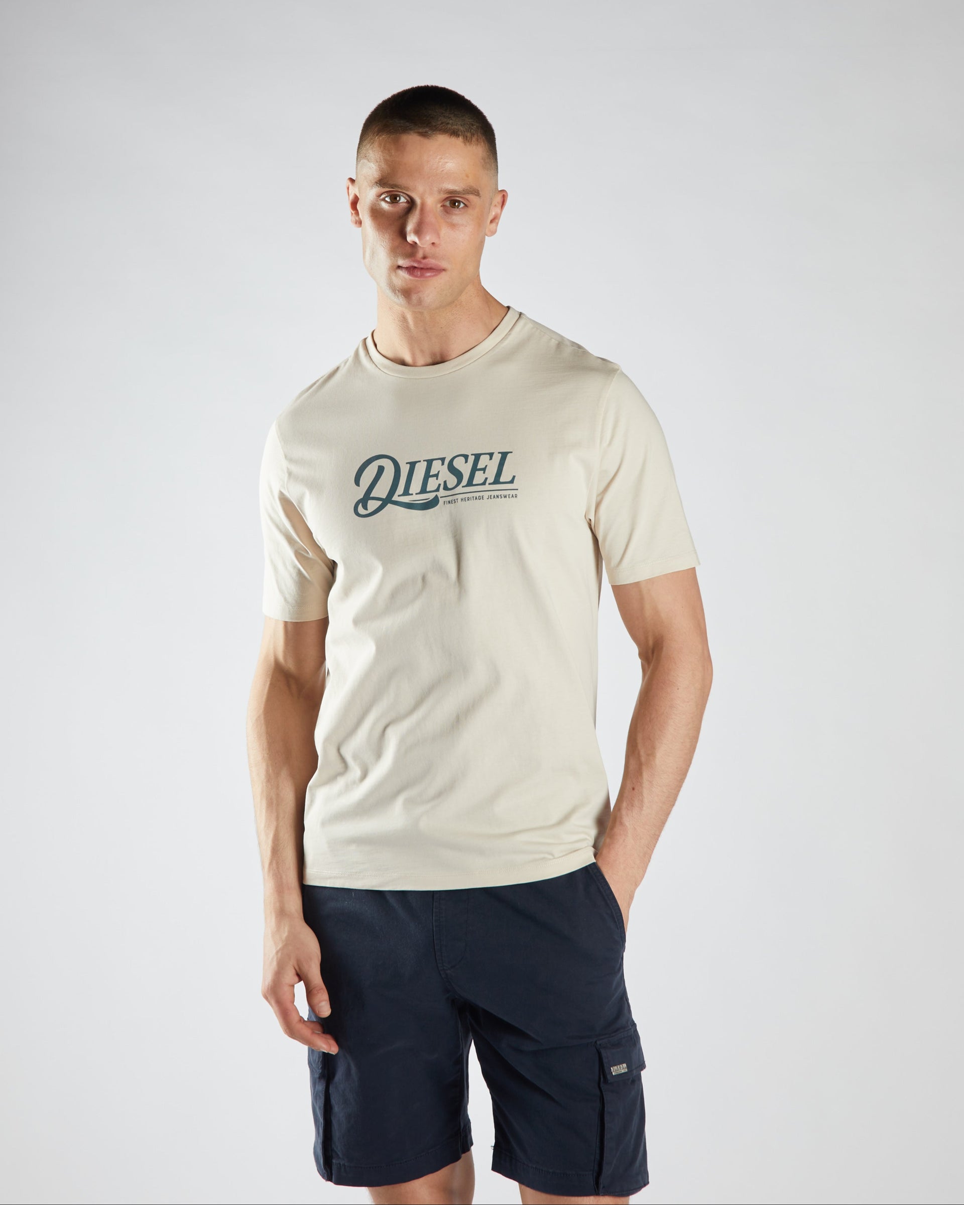 Men's Pendleton Tee - Crumb-Model Front View