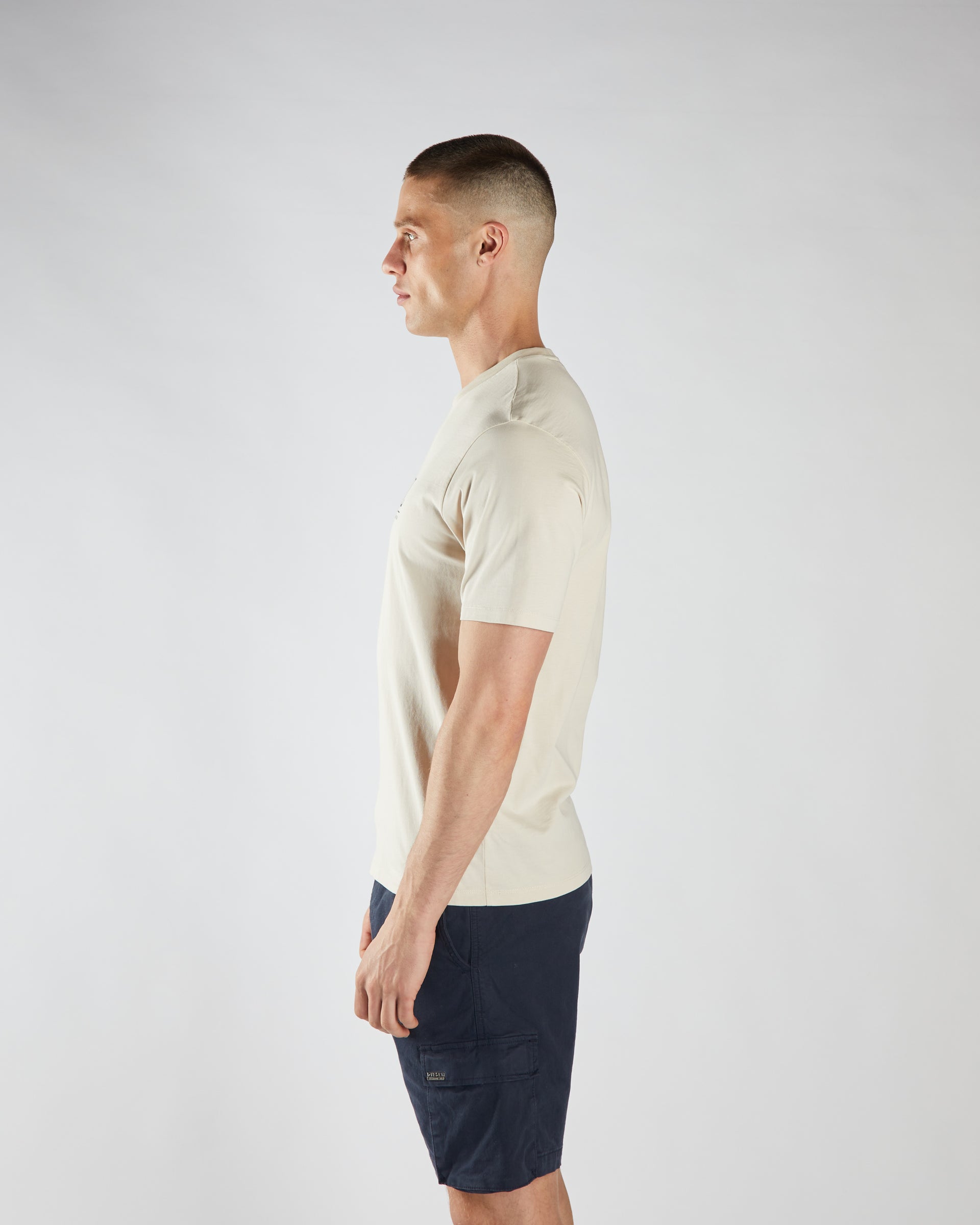 Men's Pendleton Tee - Crumb-Model Side View