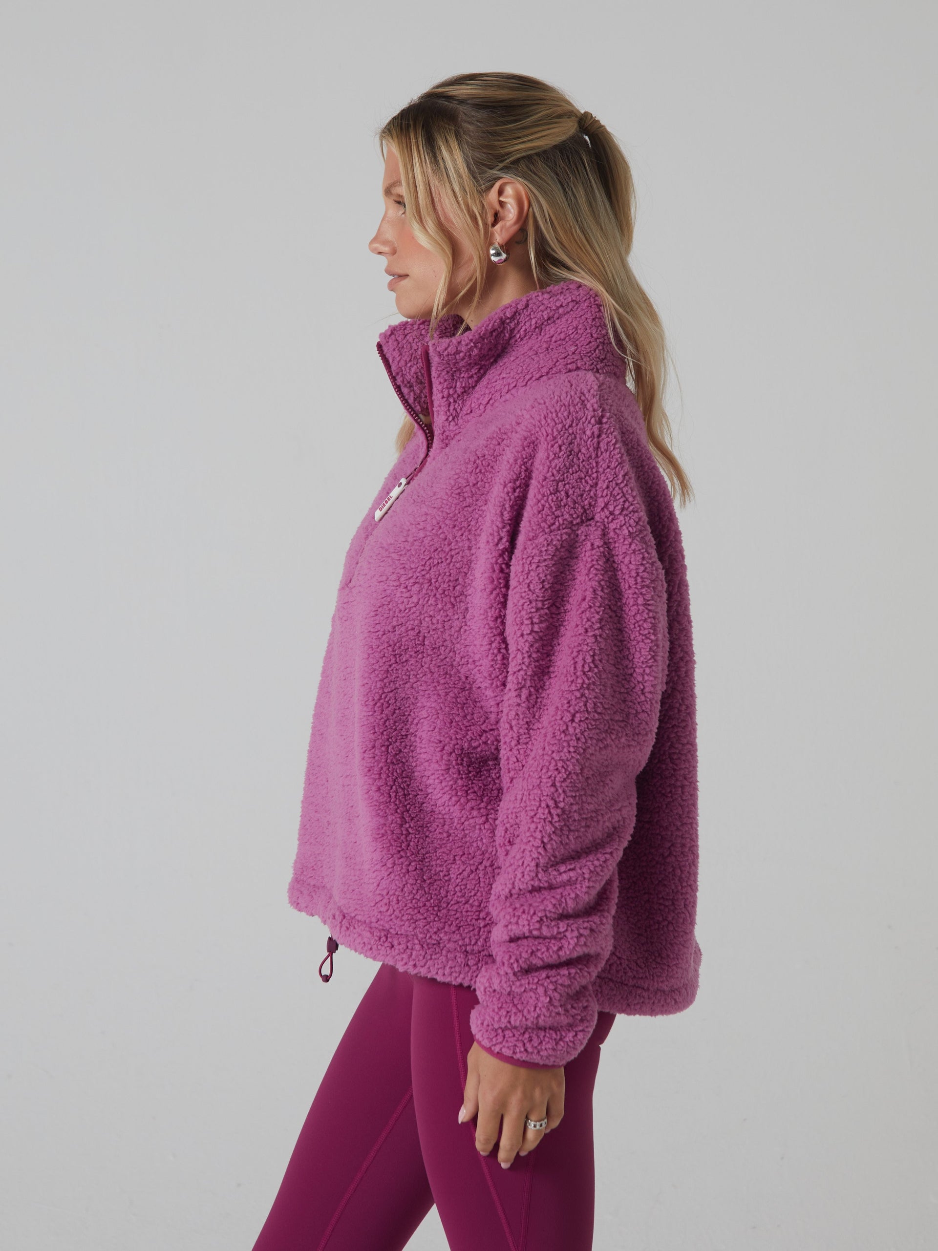 Ladies Penny Fleece Half Zip Soft Rose-Side View