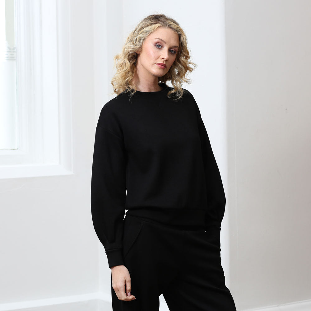 Ladies Relax & Renew Penny Black Sweater-Closer View of the Front 