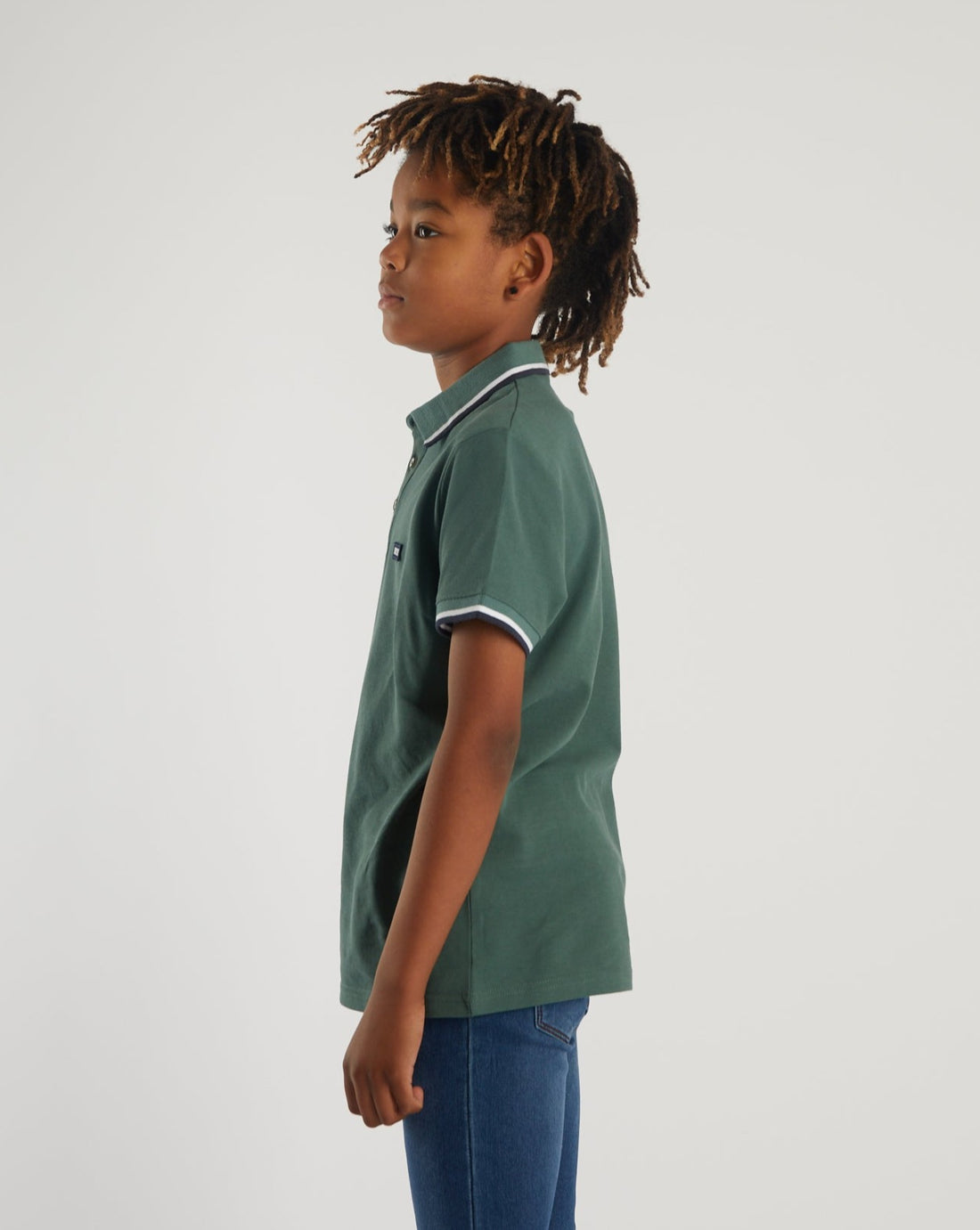 Boy's Kenton Polo - Green-Model Side View