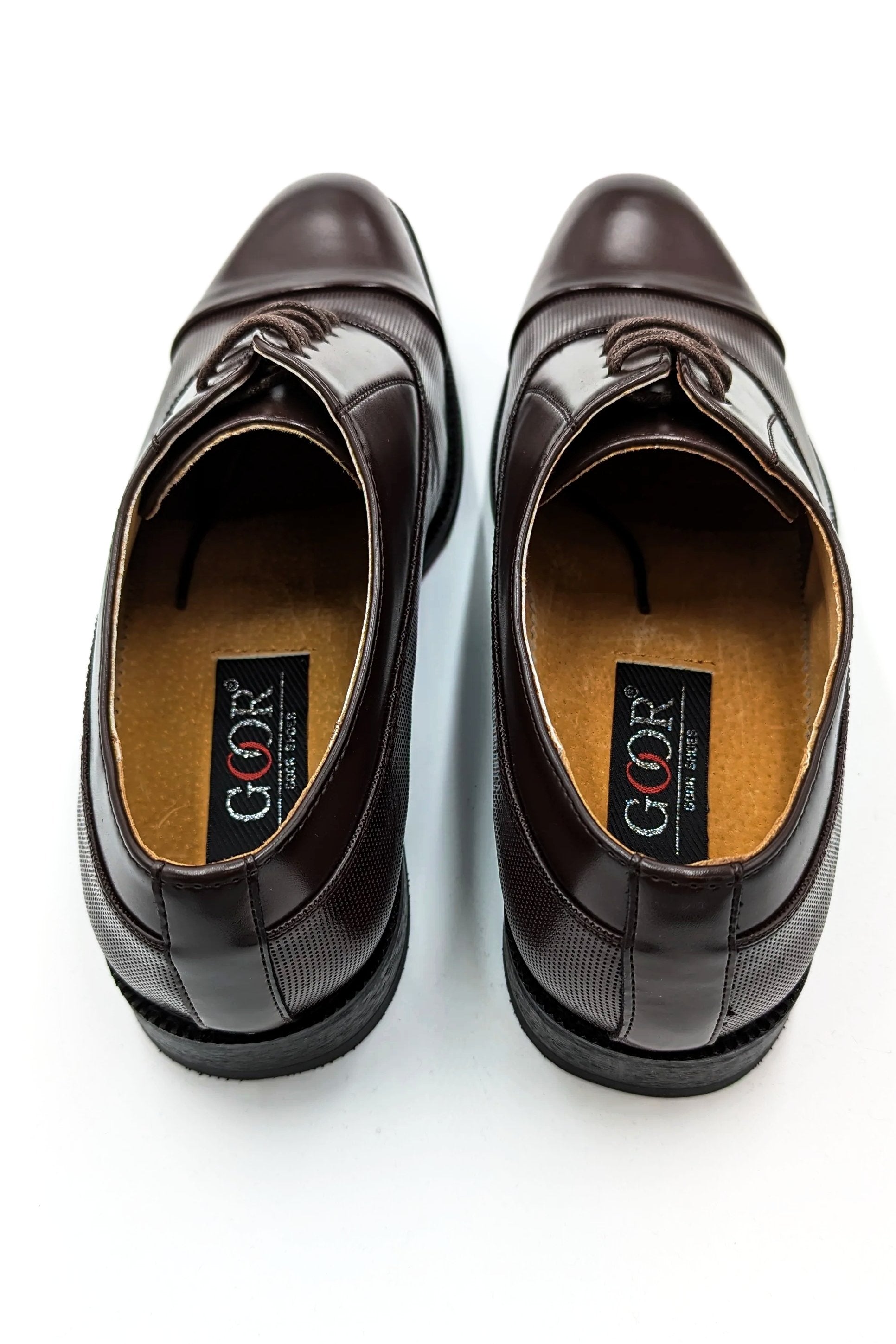 Oxford Toe Cap Dark Brown Tie Shoe-Goor-207-Heel view