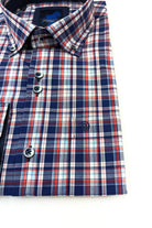 Victor Long Sleeve Wine Shirt-Close up detail view