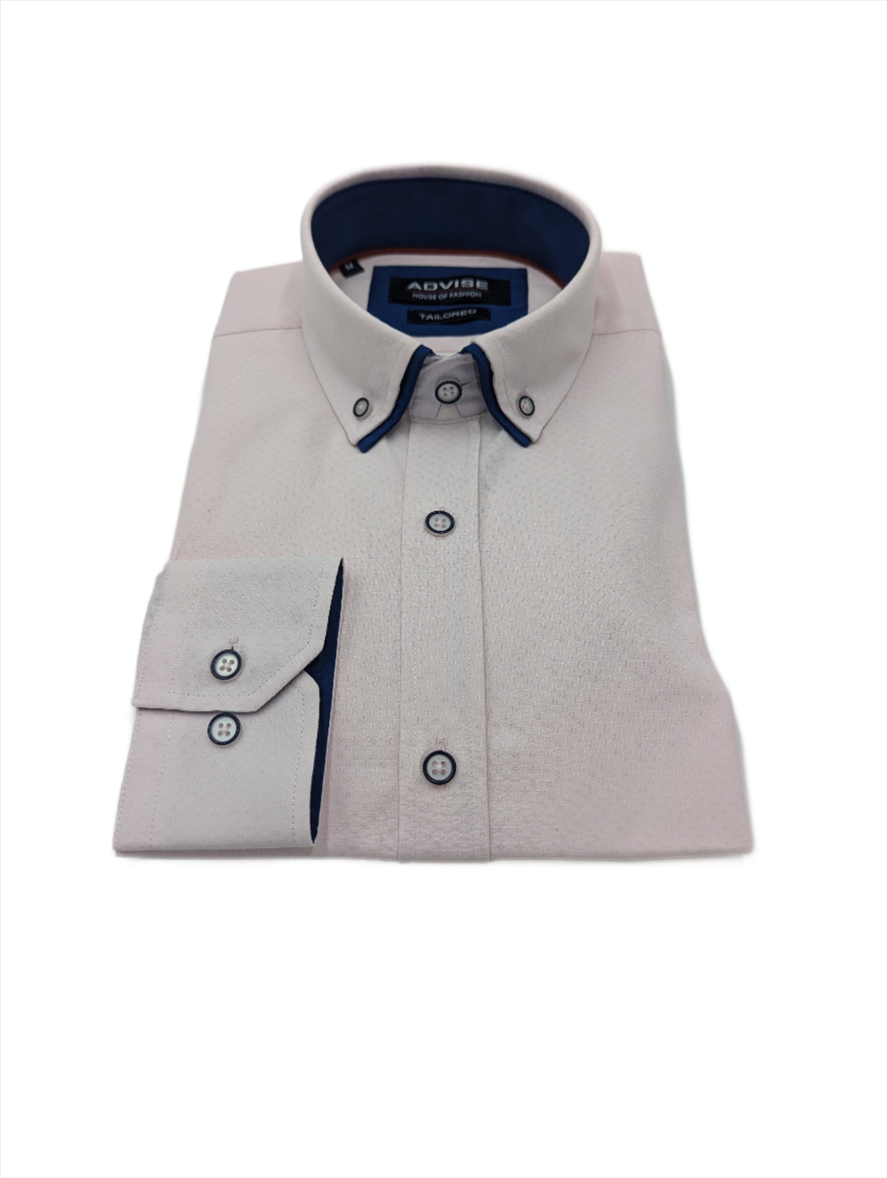 ADVISE Double Collar Textured Formal Pink Shirt Pink model front view