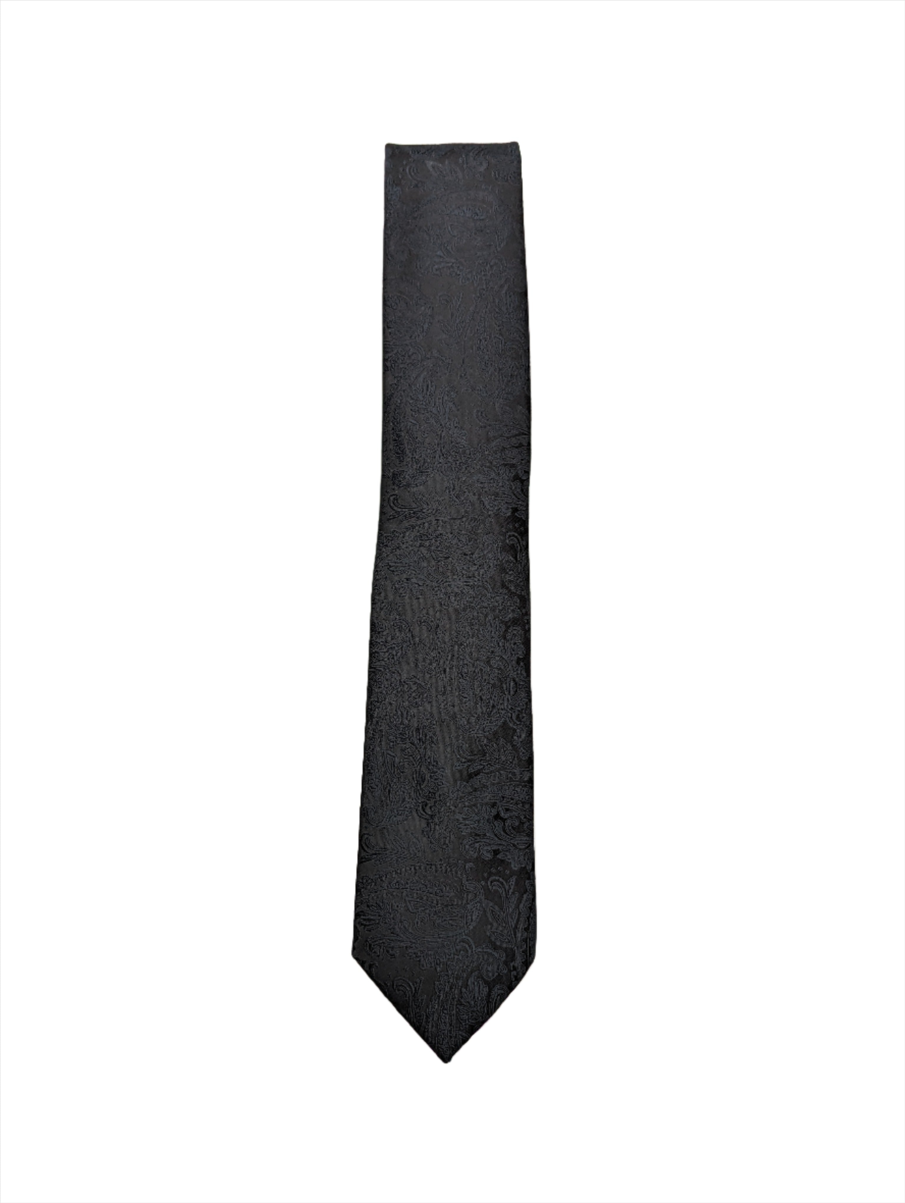 Zazzi Men's Paisley Tie - Black Black front view