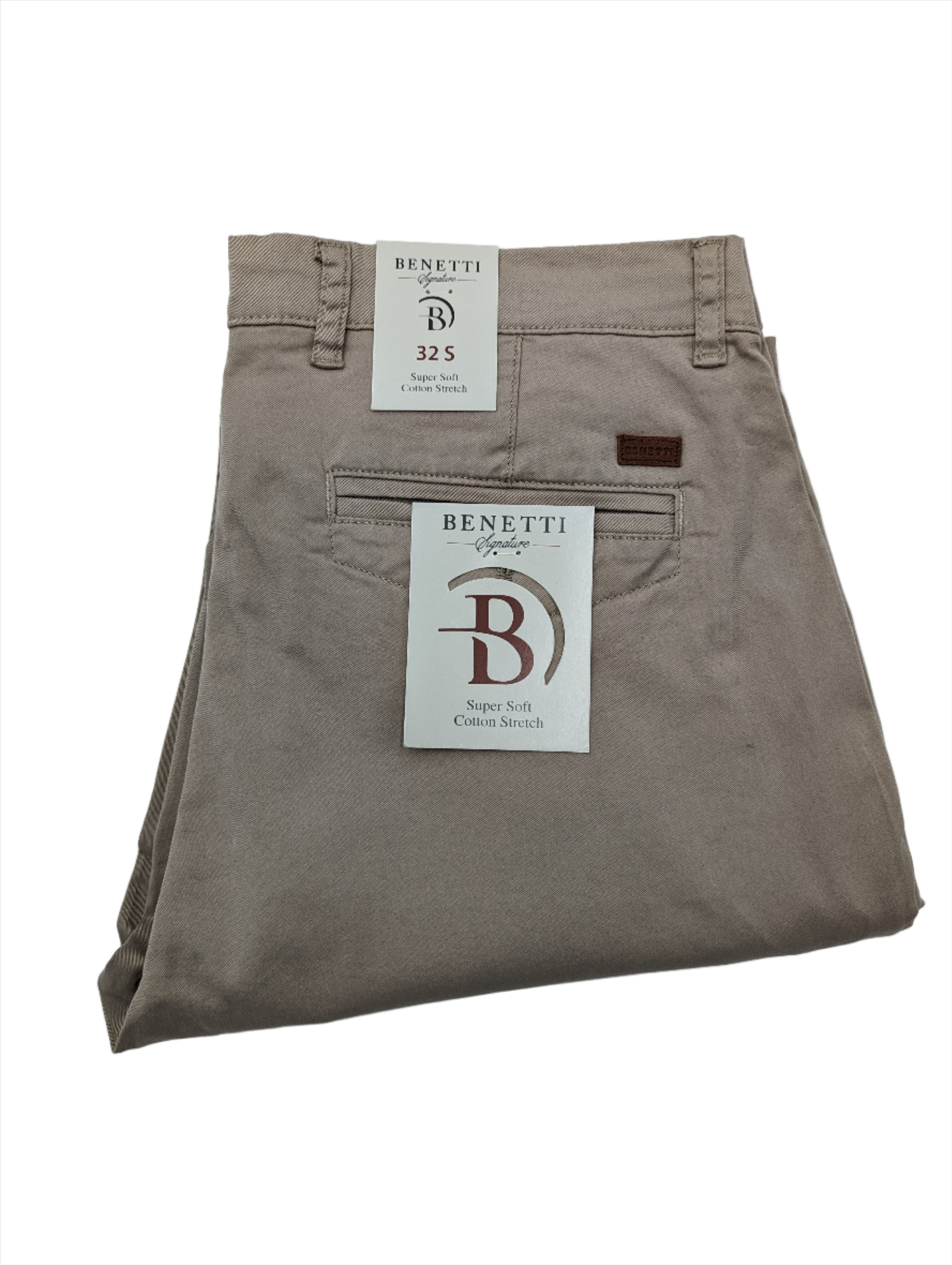BENETTI Trent Stone Straight Cut Chino Stone model front view