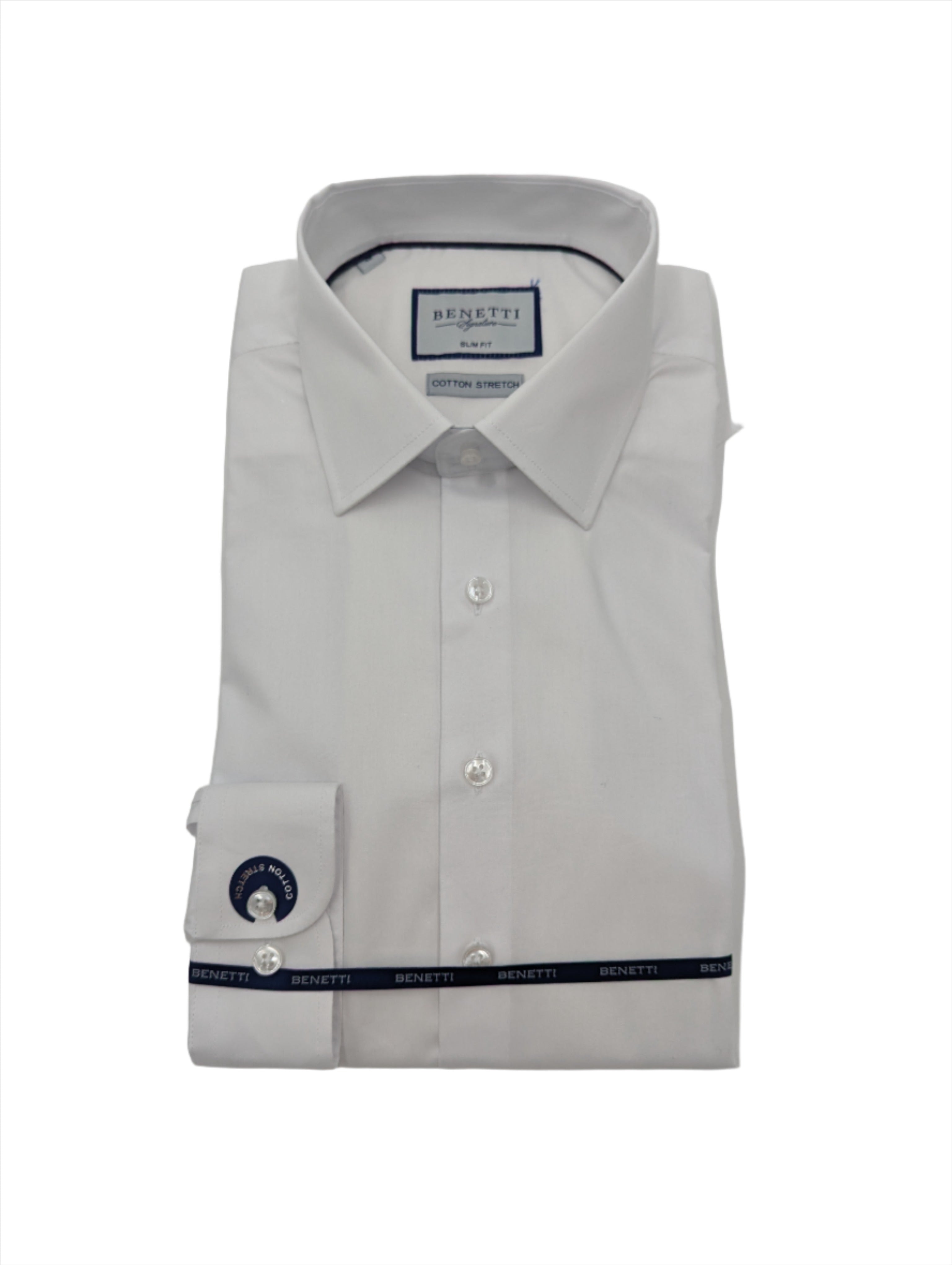 BENETTI Oscar White Slim Fit Shirt WHITE front view