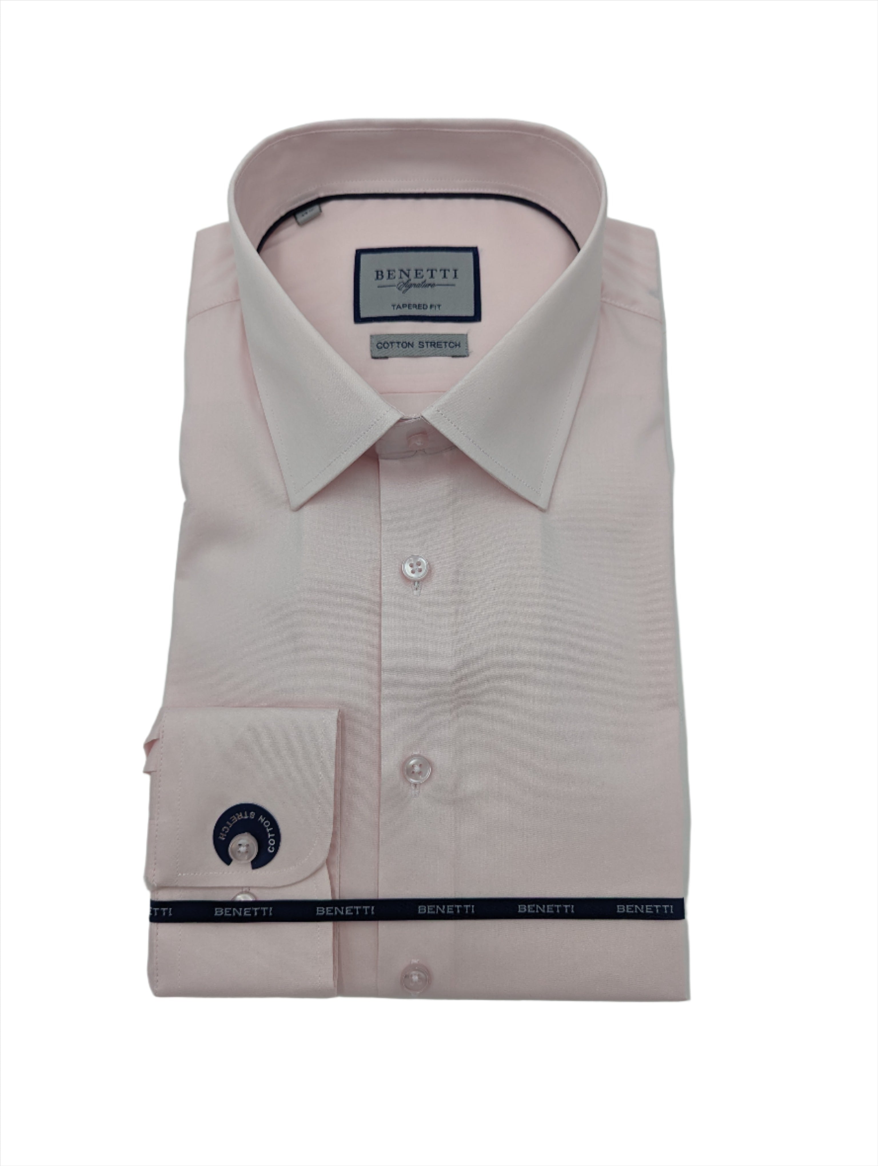 BENETTI Oscar Tapered Fitted Pink Shirt Pink front view