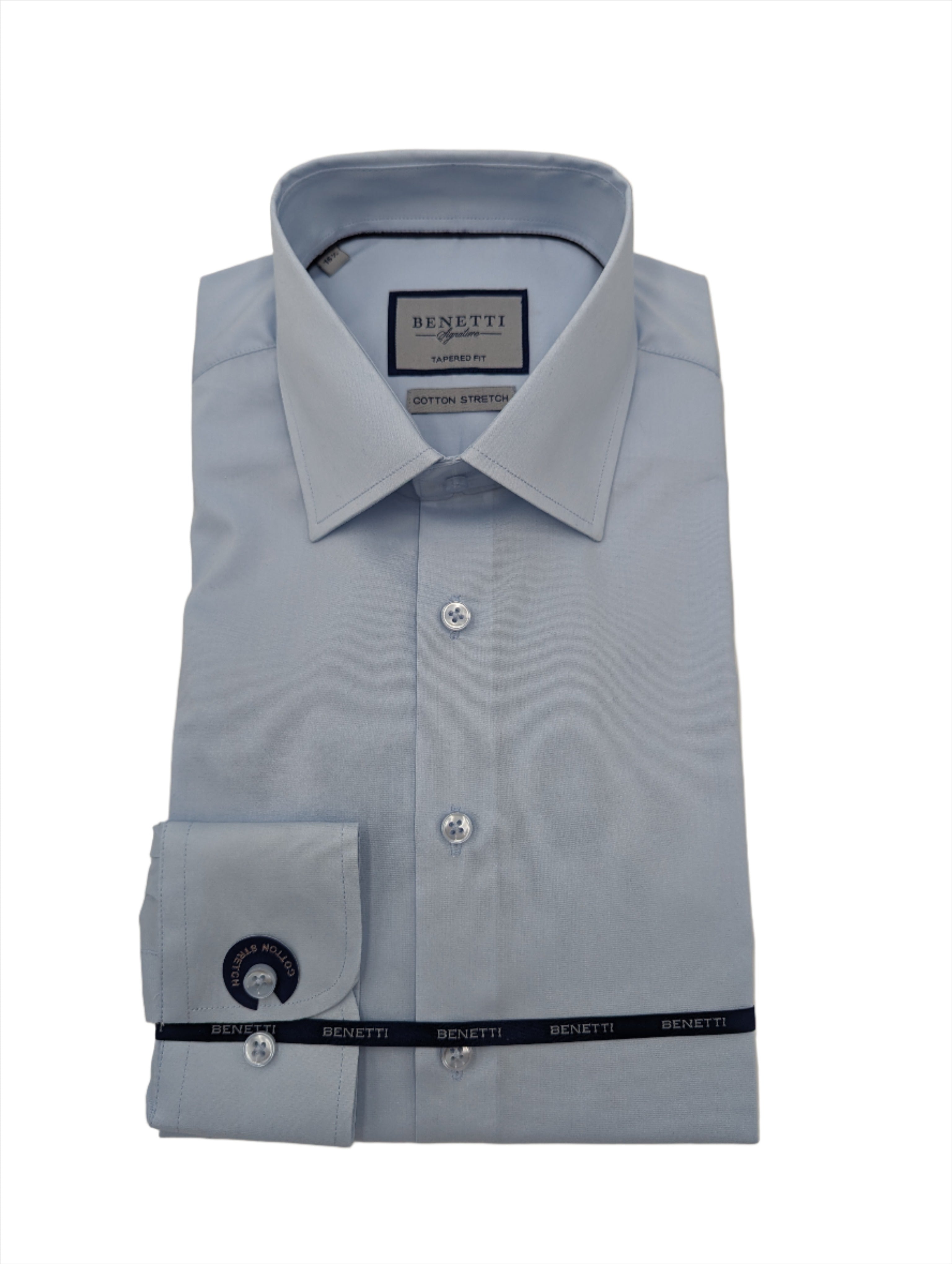 BENETTI Oscar Tapered Fitted Sky Shirt Sky front view