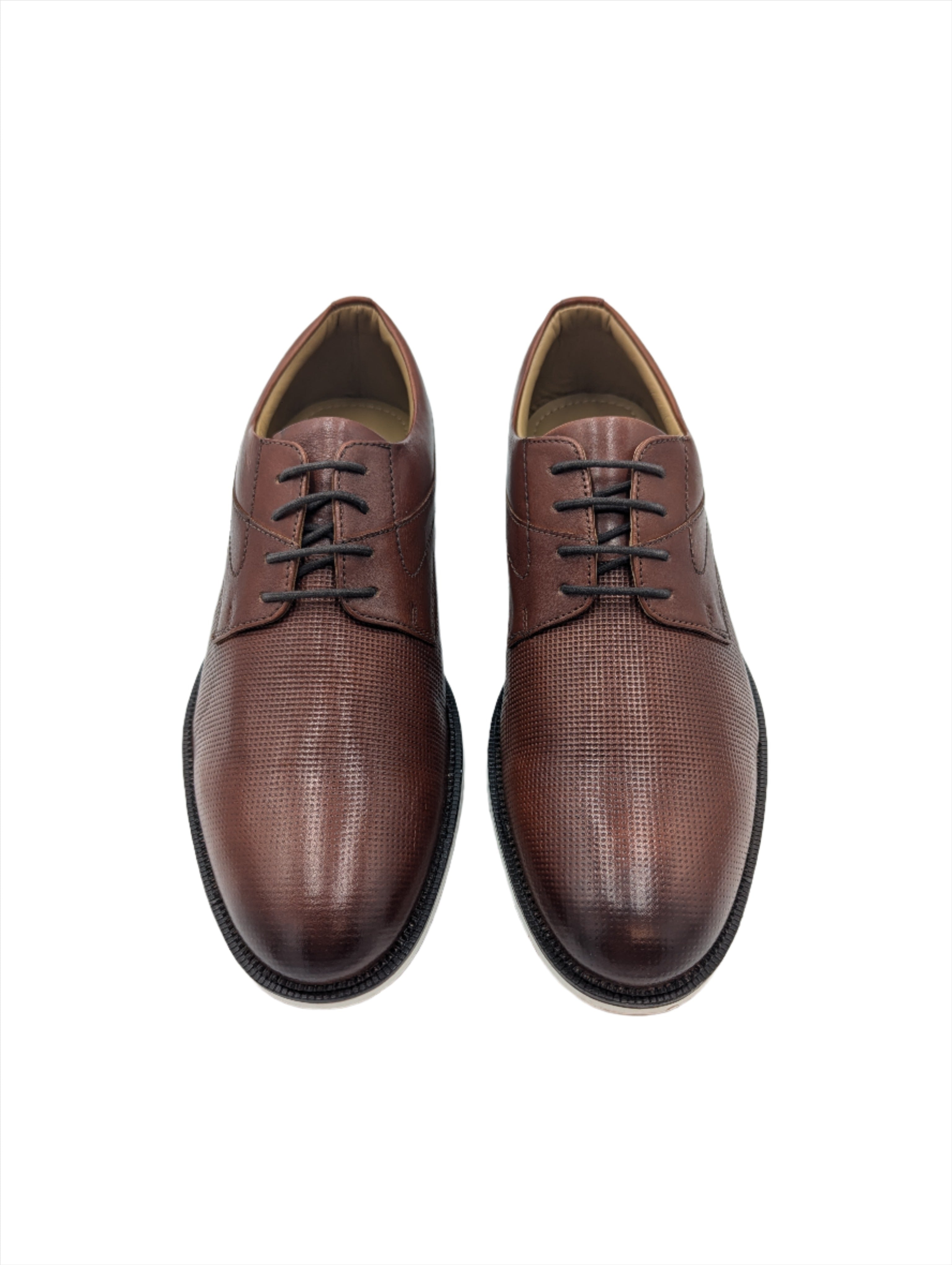 Leather Lace Shoe With White Gum Sole - Tan-Toe view