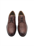 Leather Linkers Leather Lace Shoe With White Gum Sole - Tan TAN model front view