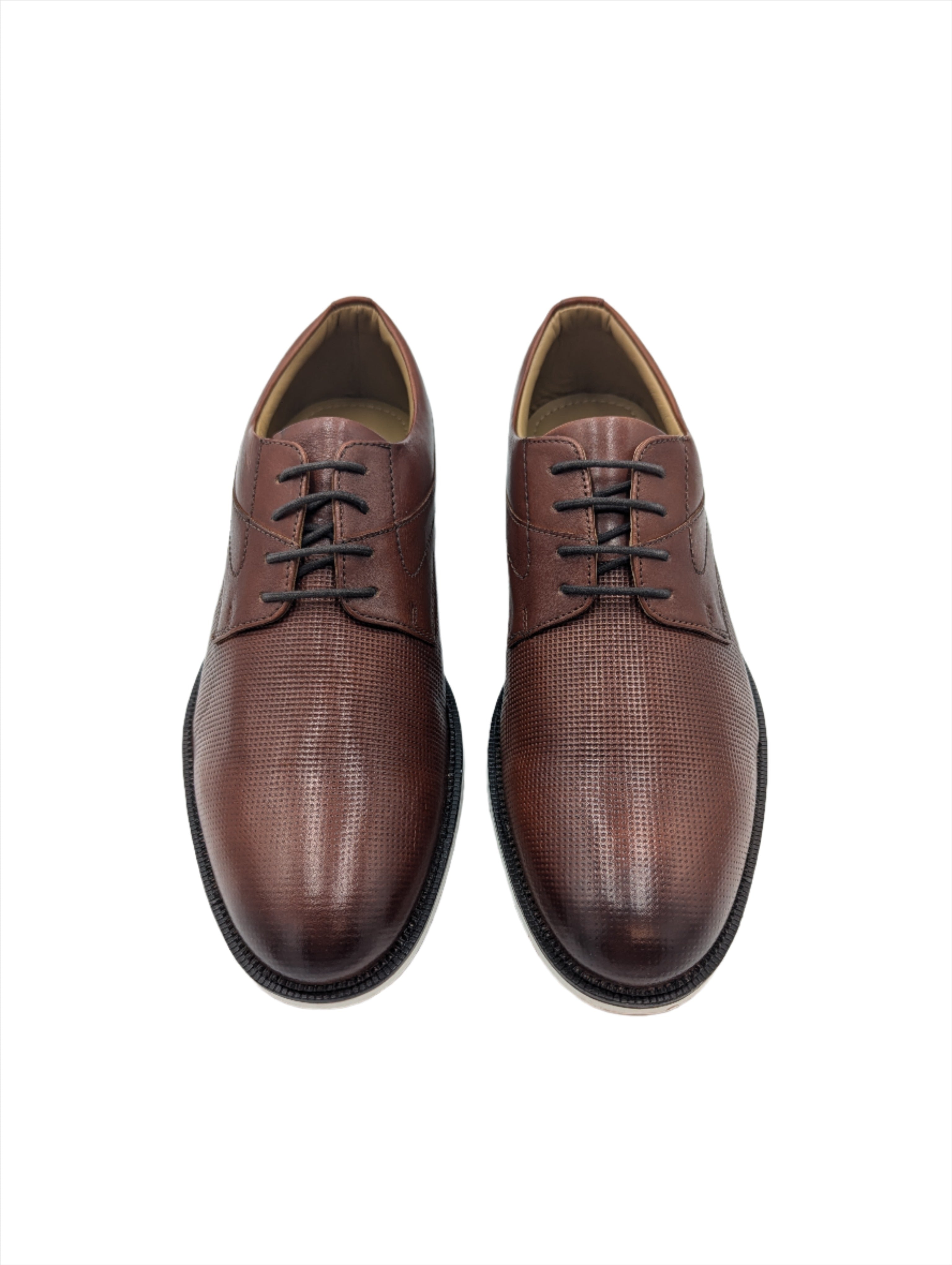 Leather Linkers Leather Lace Shoe With White Gum Sole - Tan TAN model front view
