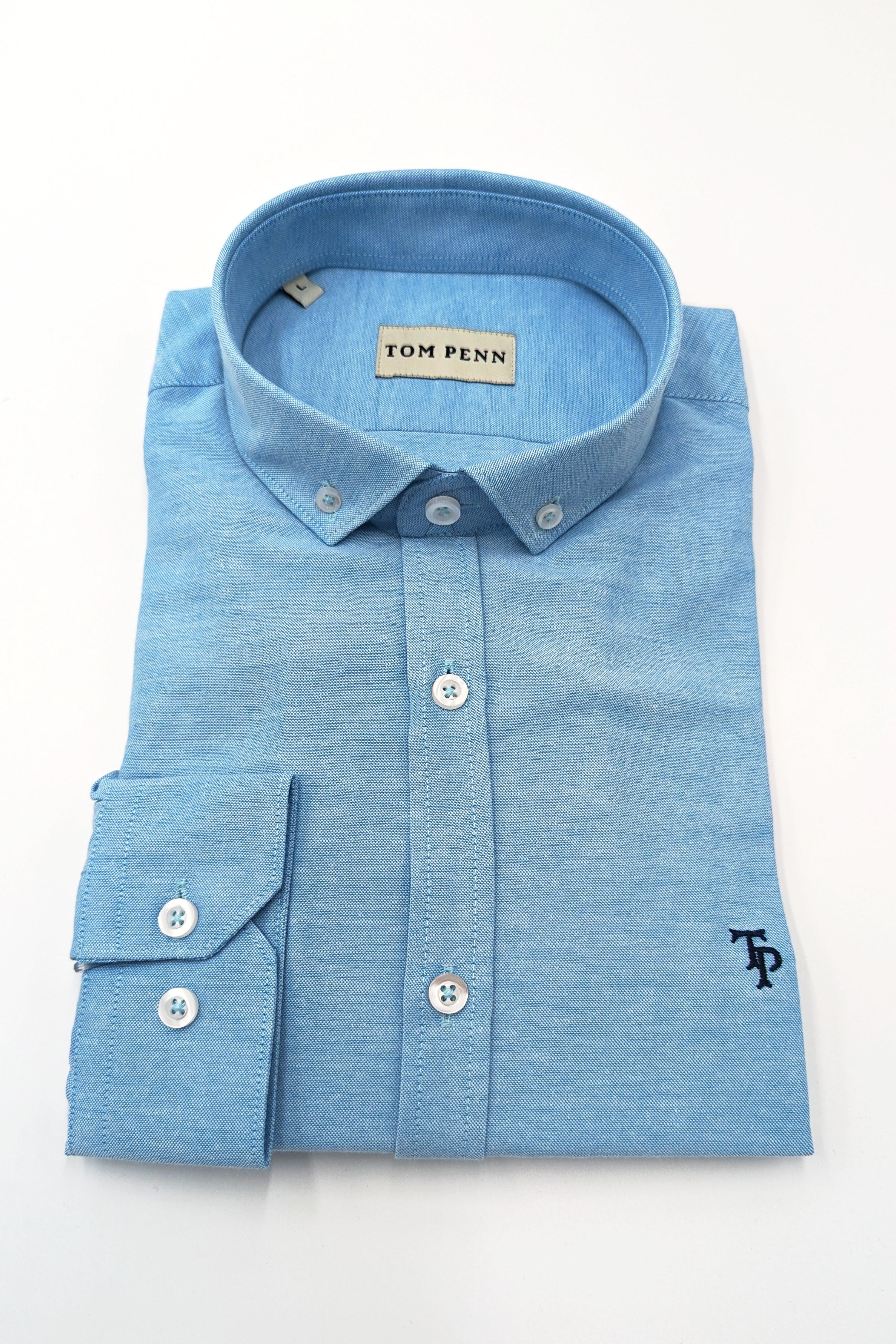 Tom Penn Slim fit Button Down Turquoise Shirt