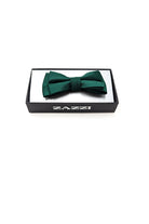 Green Mens Satin Bow and Pocket Square Set