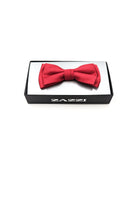 Red Mens Satin Bow and Pocket Square Set