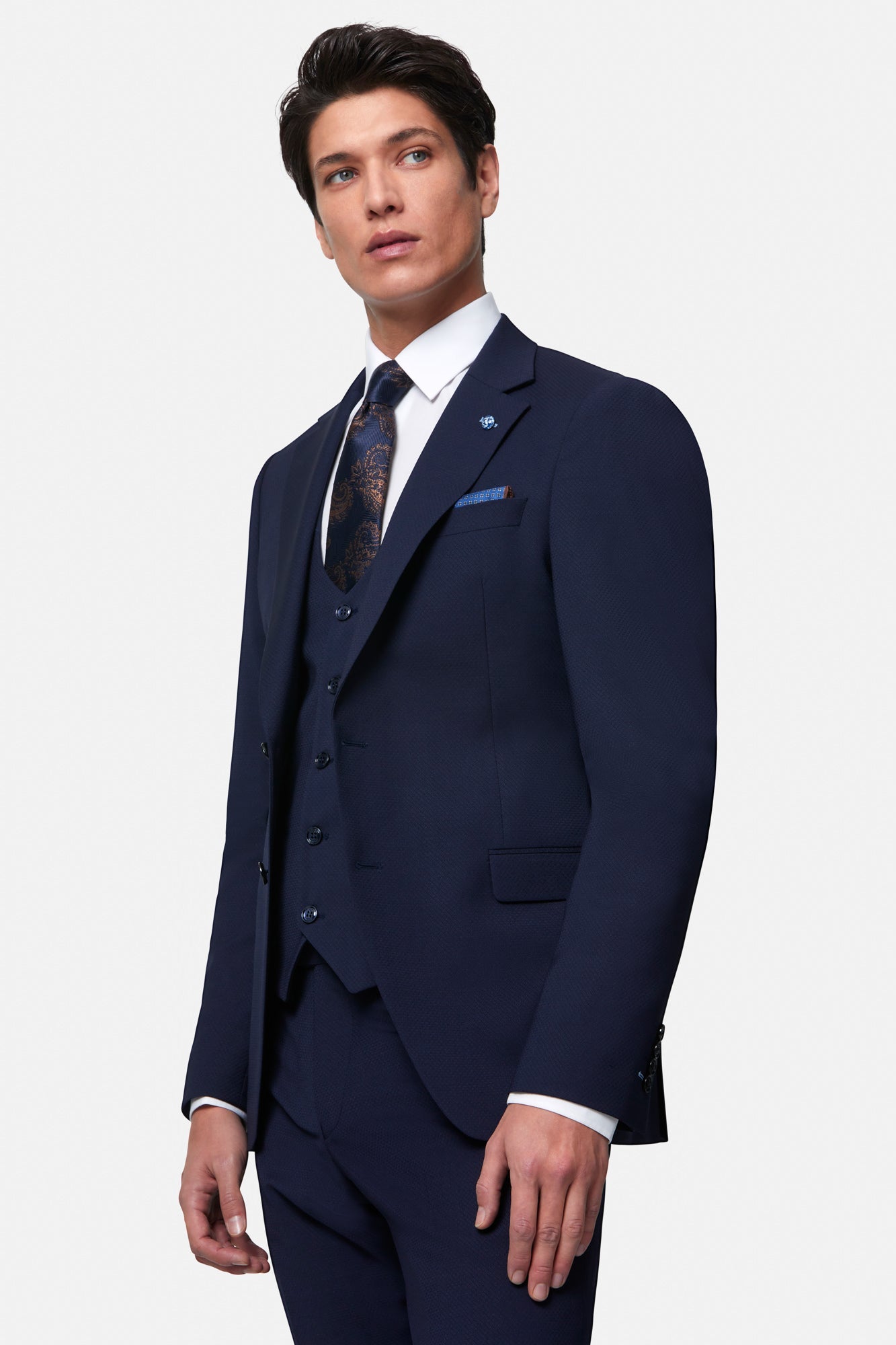 BENETTI Peter Ink Tapered Waistcoat Ink model front view