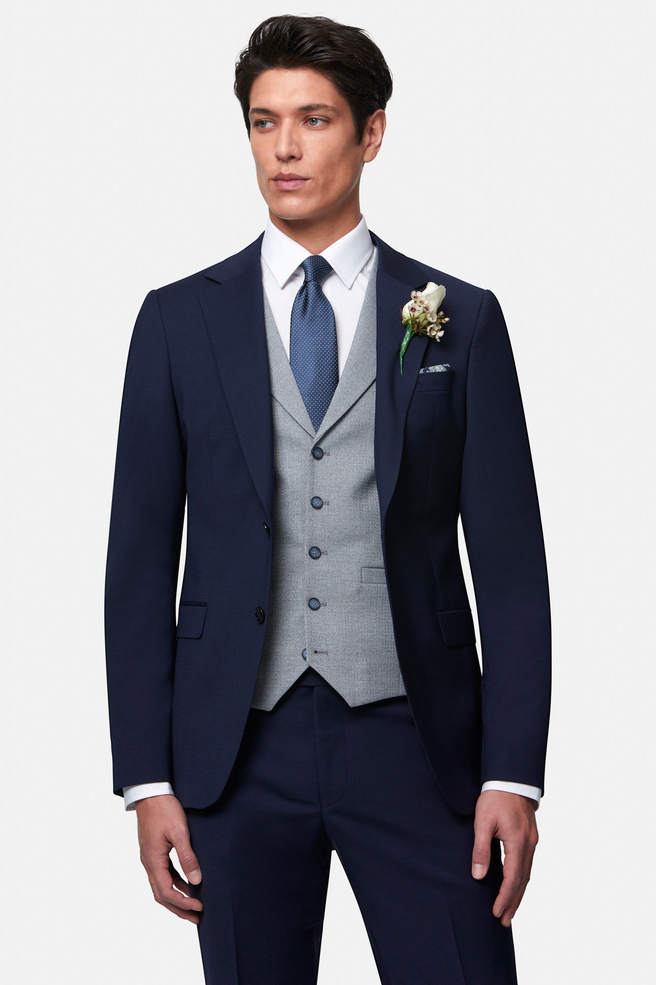 BENETTI Gavin Tapered Grey Waistcoat Grey front view