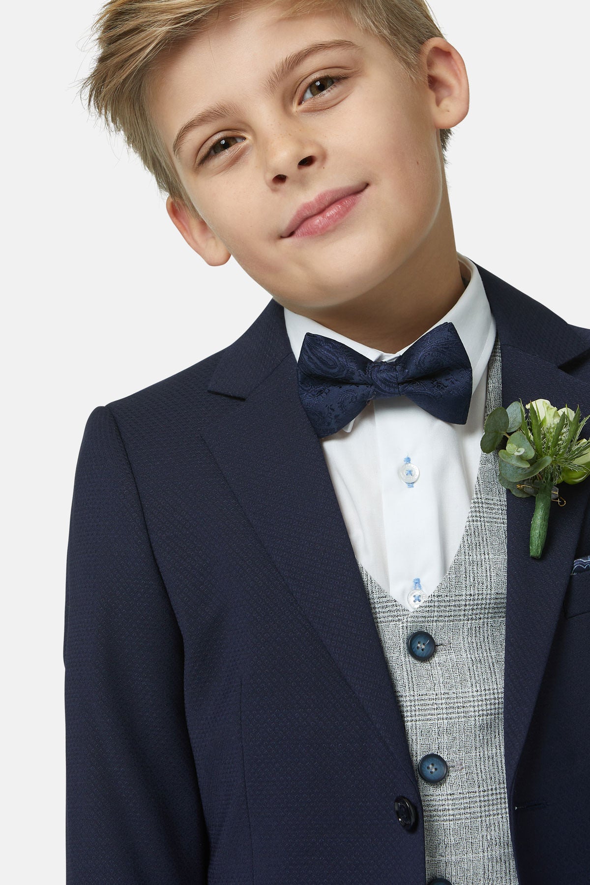 Benetti Boyswear Boys Philip Silver Waistcoat SILVER model front view