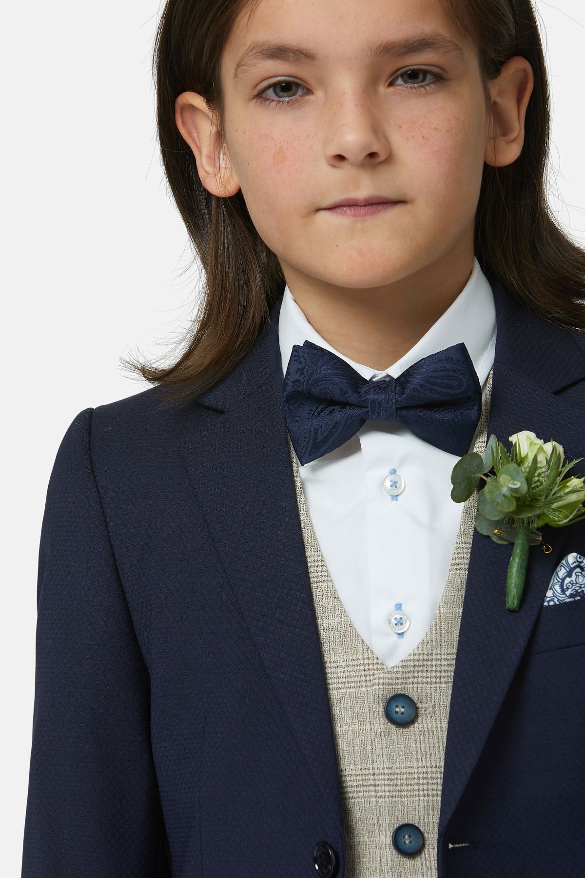 Benetti Boyswear Boys Philip Stone Waistcoat Stone model front view