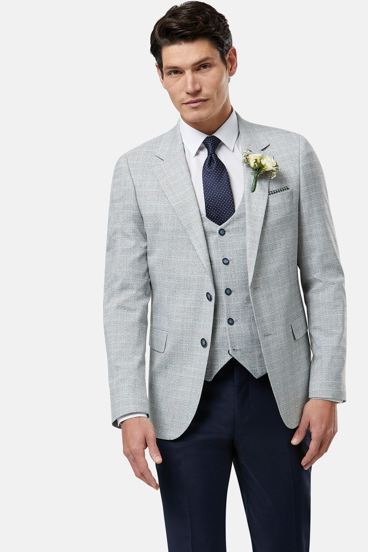 BENETTI Philip Tapered Silver Waistcoat Silver detail view
