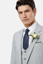 BENETTI Philip Tapered Silver Waistcoat Silver model front view