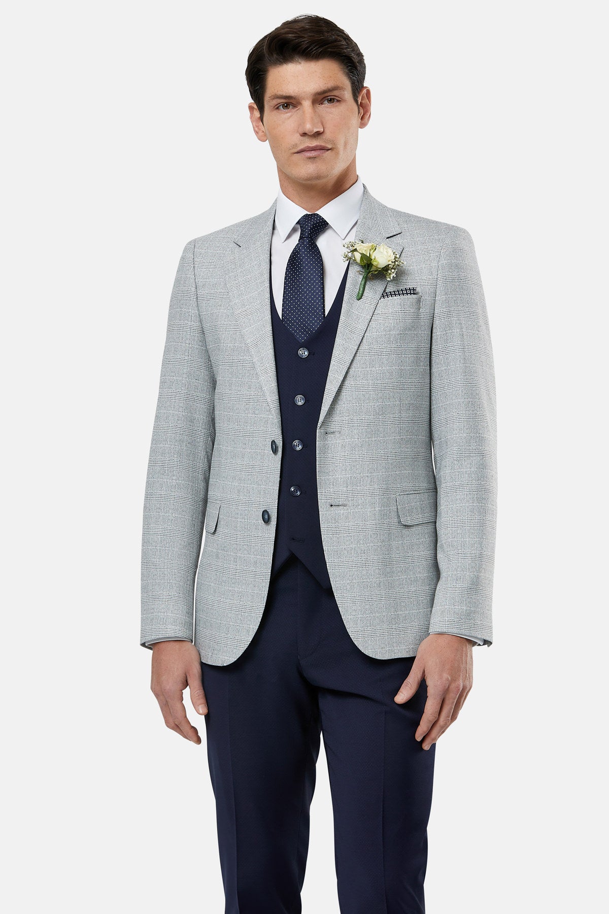 Philip Tapered Silver Blazer-Over peter ink waistcoat & trousers