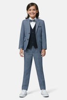 Benetti Boyswear Boys Prague Blue Check 3 Piece Suit BLUE CHECK front view