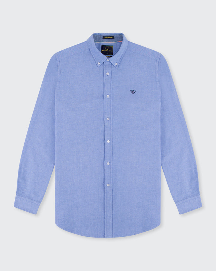 Men's Oxford Button Down Light Blue Shirt-Ghost Front View