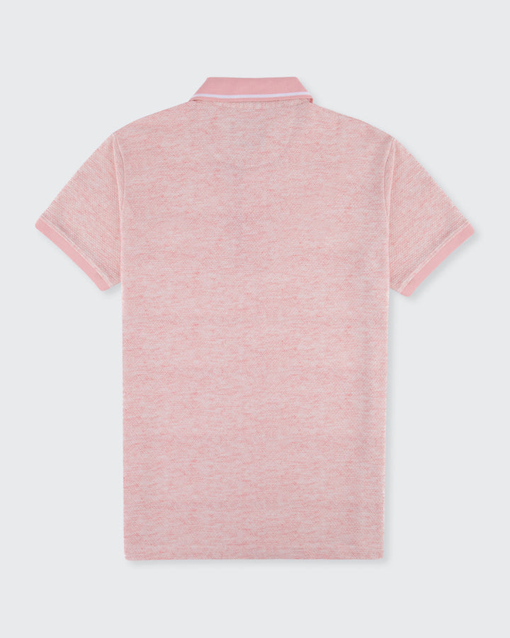 Men's Textured Light Pink Polo-Ghost Back View
