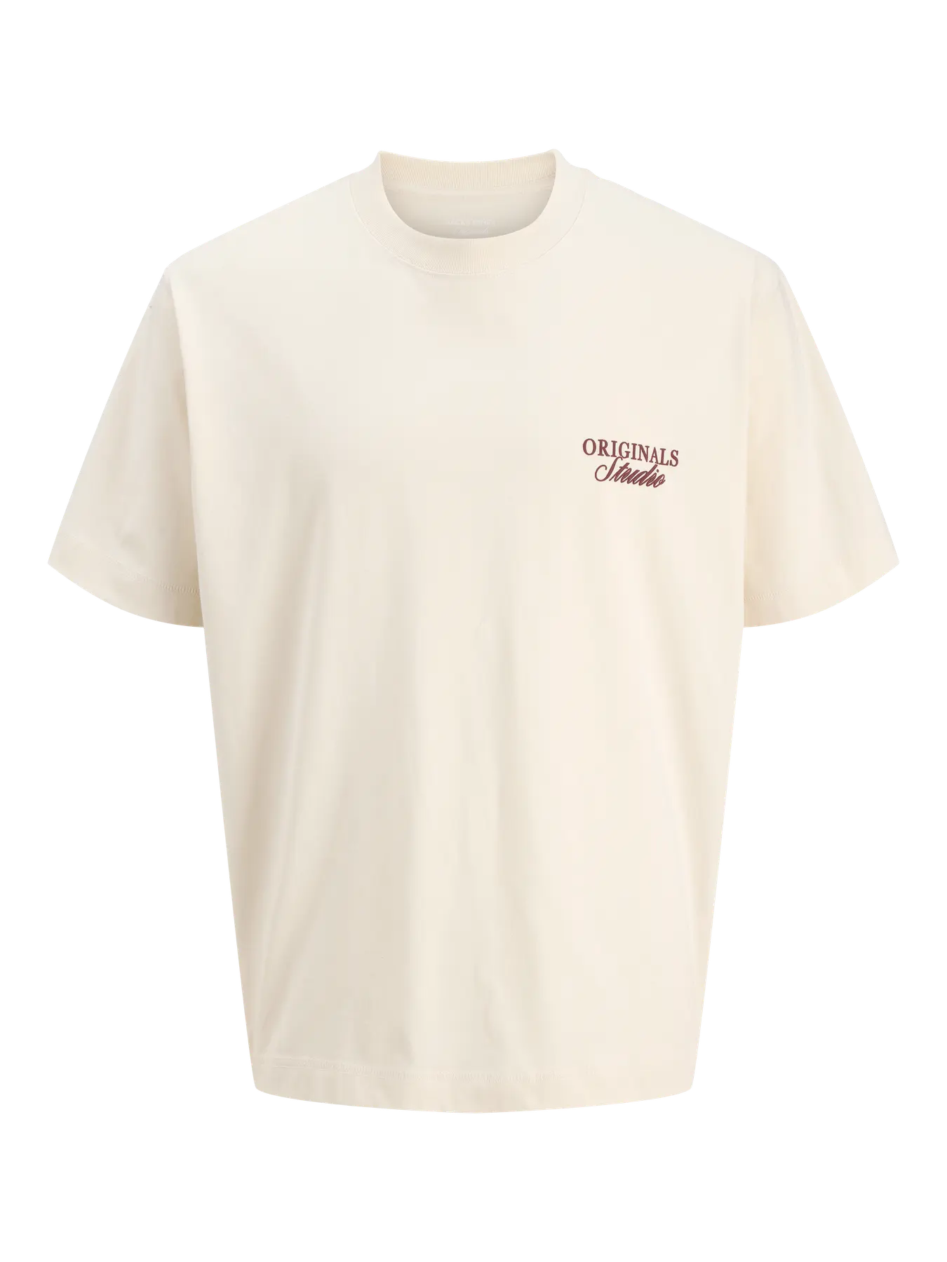 JACK JONES ORIGINALS Norrebro Typo T-Shirt-Antique White Antique White flat front view