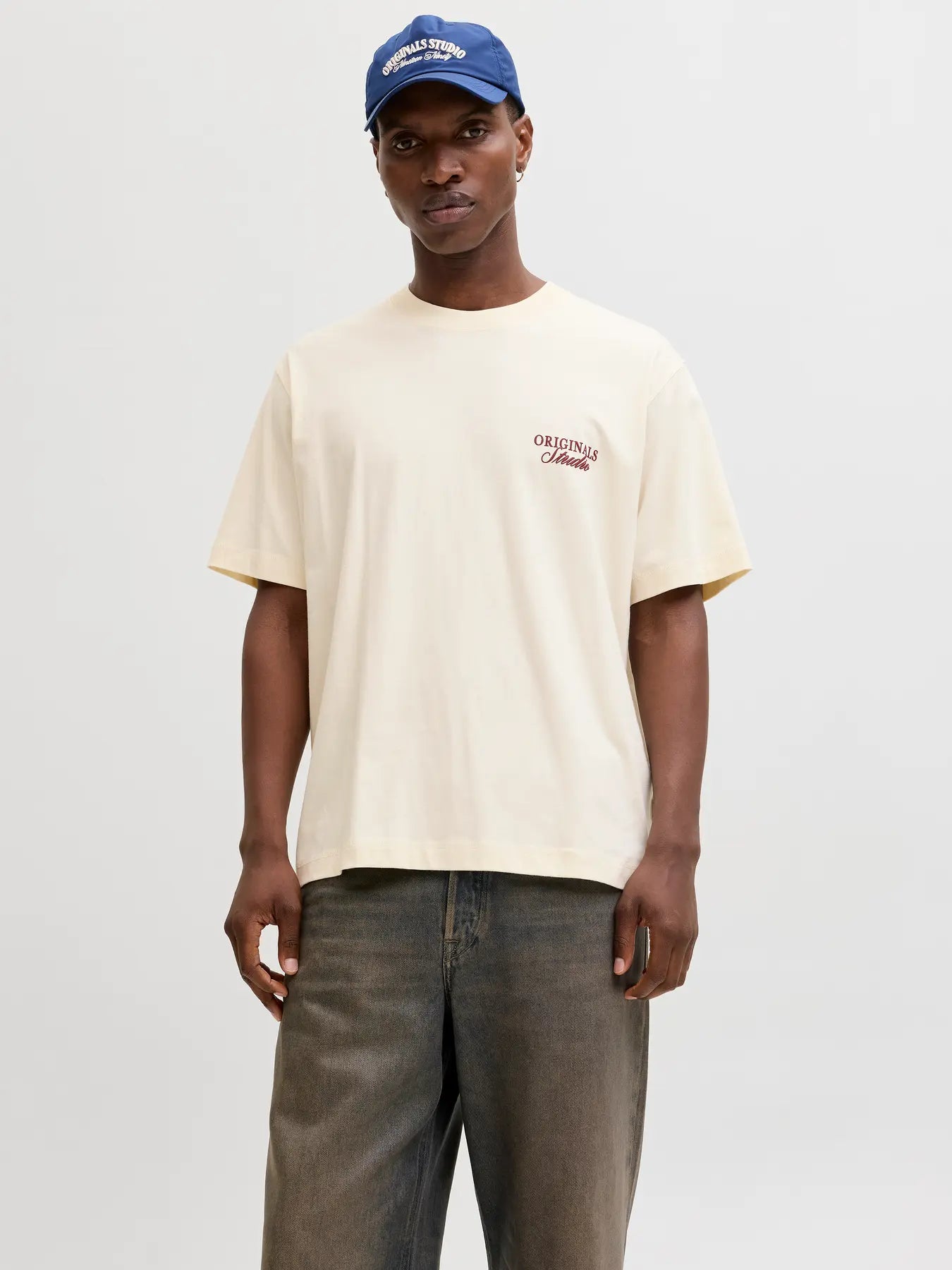 JACK JONES ORIGINALS Norrebro Typo T-Shirt-Antique White Antique White front view