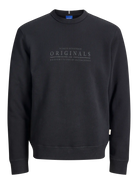 JACK JONES ORIGINALS Catskills Minimal Sweat Crew Neck-Black BLACK front view