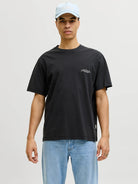 JACK JONES ORIGINALS Catskills Crew Neck T-Shirt-Black Black front view