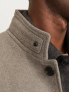 JACK & JONES Melton Wool Blend Coat - Greige Greige side view