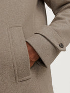 JACK & JONES Melton Wool Blend Coat - Greige Greige flat front view