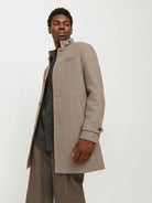 JACK & JONES Melton Wool Blend Coat - Greige Greige alternate view