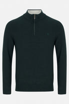 Benetti Quinn Forest 1/4 Zip knit sweater with a quarter zip, high collar, and long sleeves.