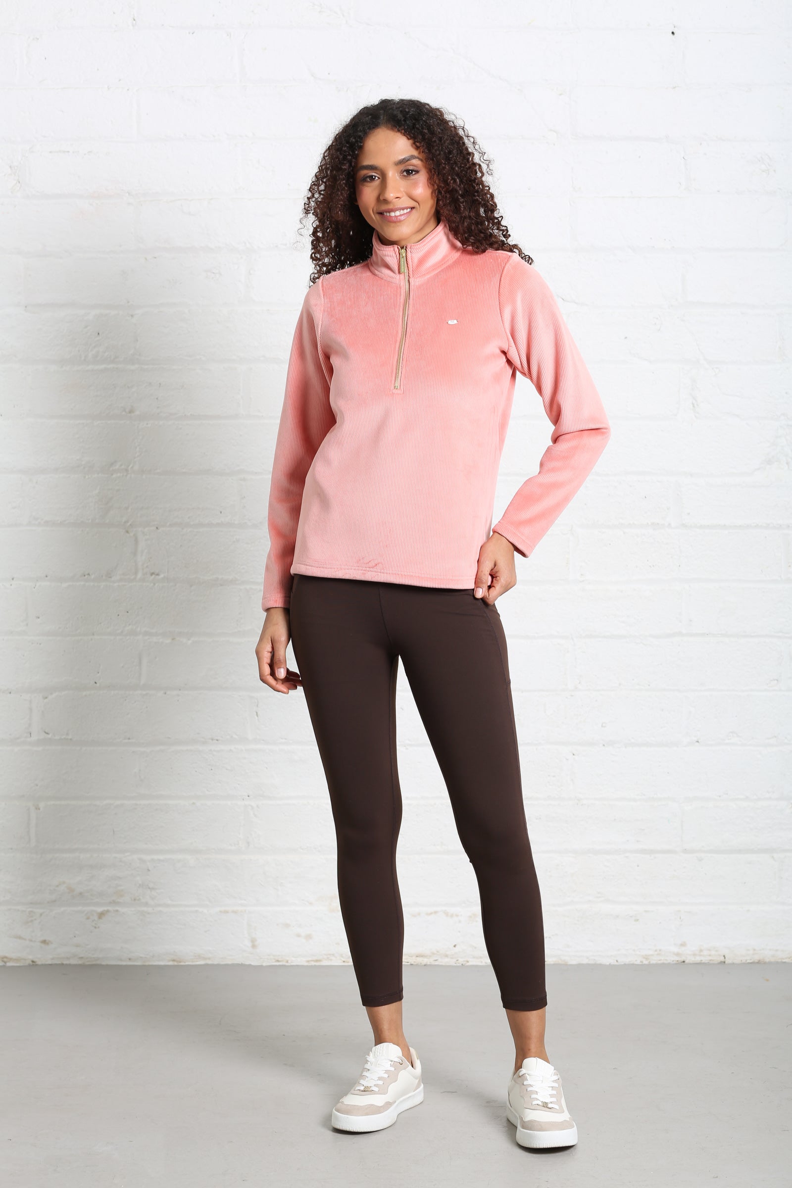 Ladies Relax & Renew Paige Terracotta Half Zip-Full Model View