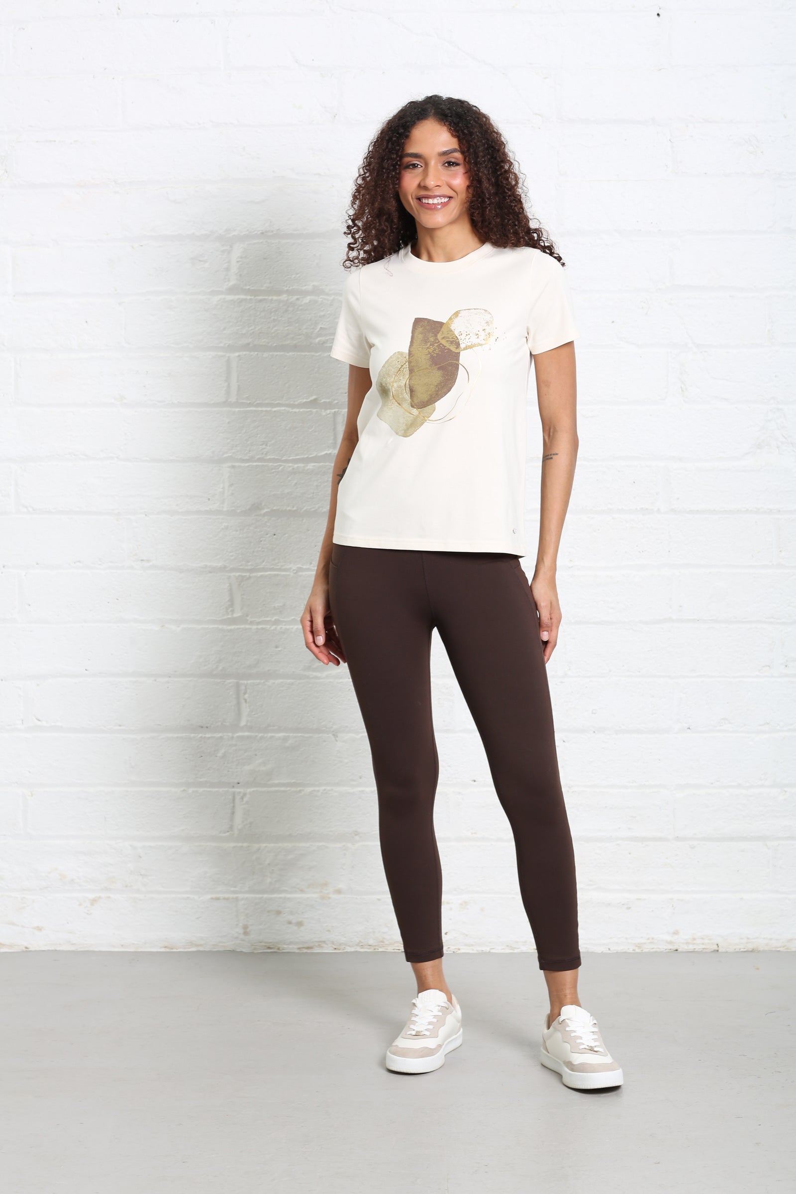 Ladies Nessa Legging - Chocolate Brown-Model Full Front View